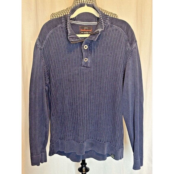 Weatherproof Vintage Mens Sweater Sz XL 1/4 Zip Button Neck Cable Knit Pull Over - Picture 1 of 10